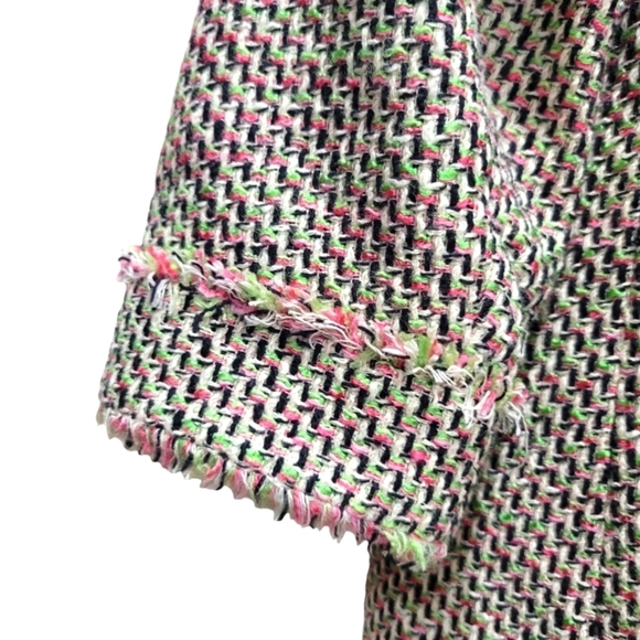 14WP Talbots Tweed Cotton Blend Button Down Blazer Suit Jacket with Fringe Trim - Picture 5 of 7